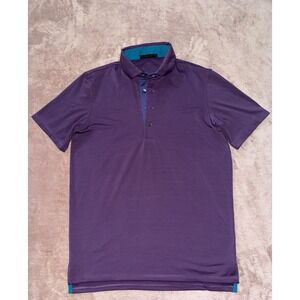 Greyson Mens Shirt Golf Polo Striped Short Sleeve Stretch Turquoise Pink Sz S